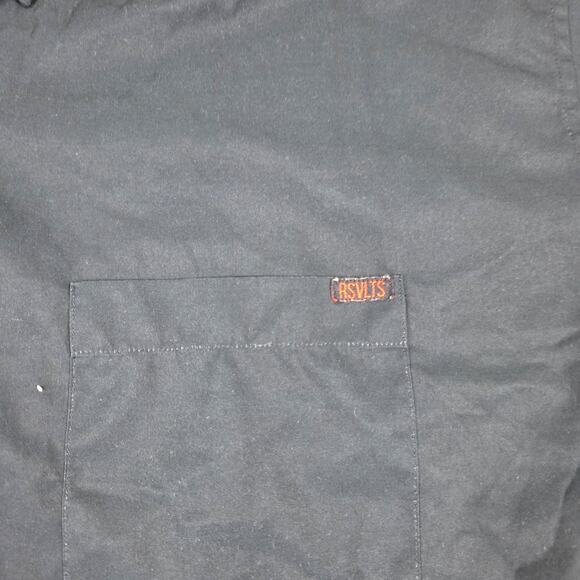 RSVLTS Shirt Mens 2XL Navy Red KUNUFLEX Flame Print Short Sleeve Button Down - Picture 2 of 12